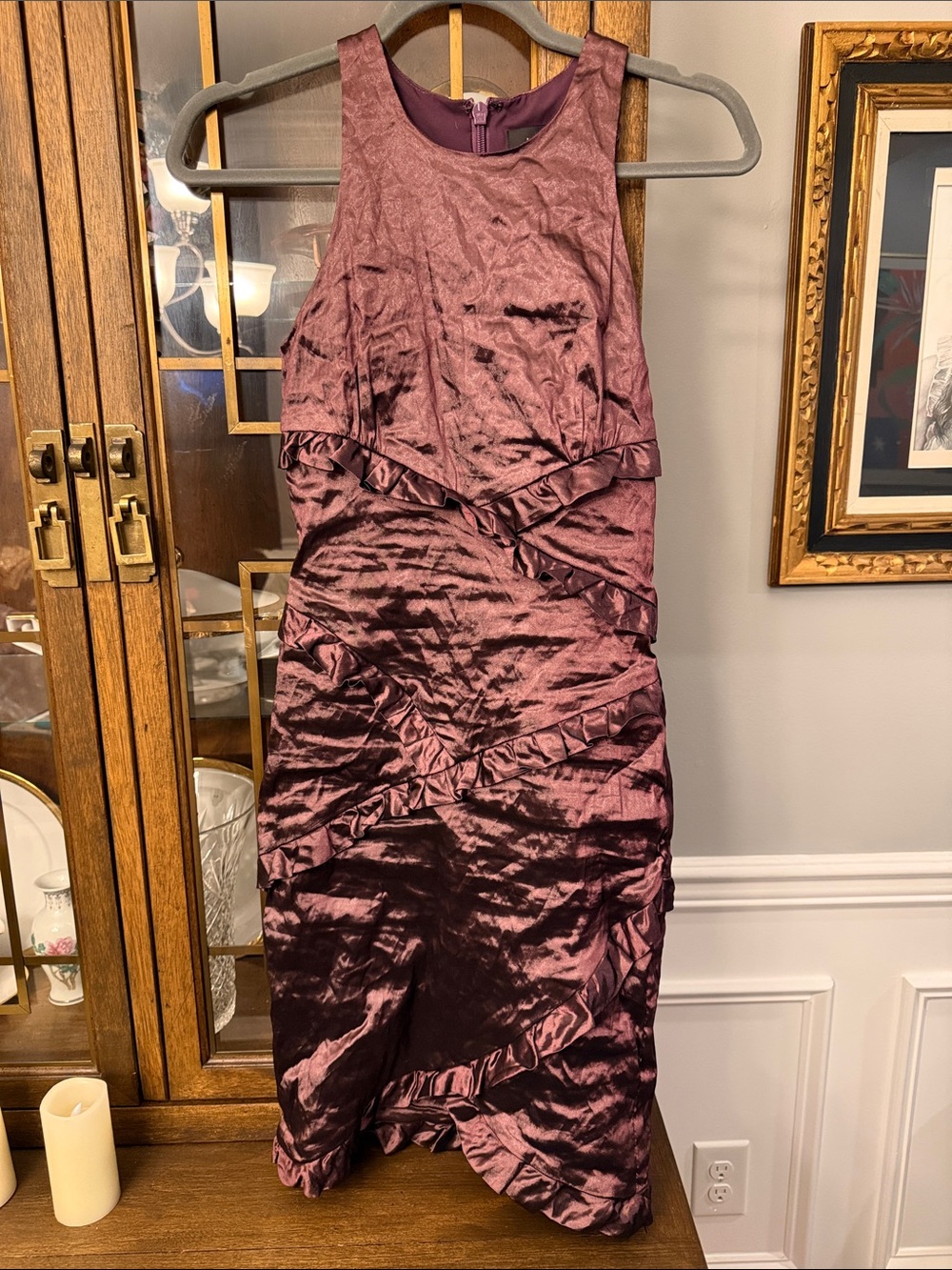 Nicole Miller Collection Satin Dress in Plum